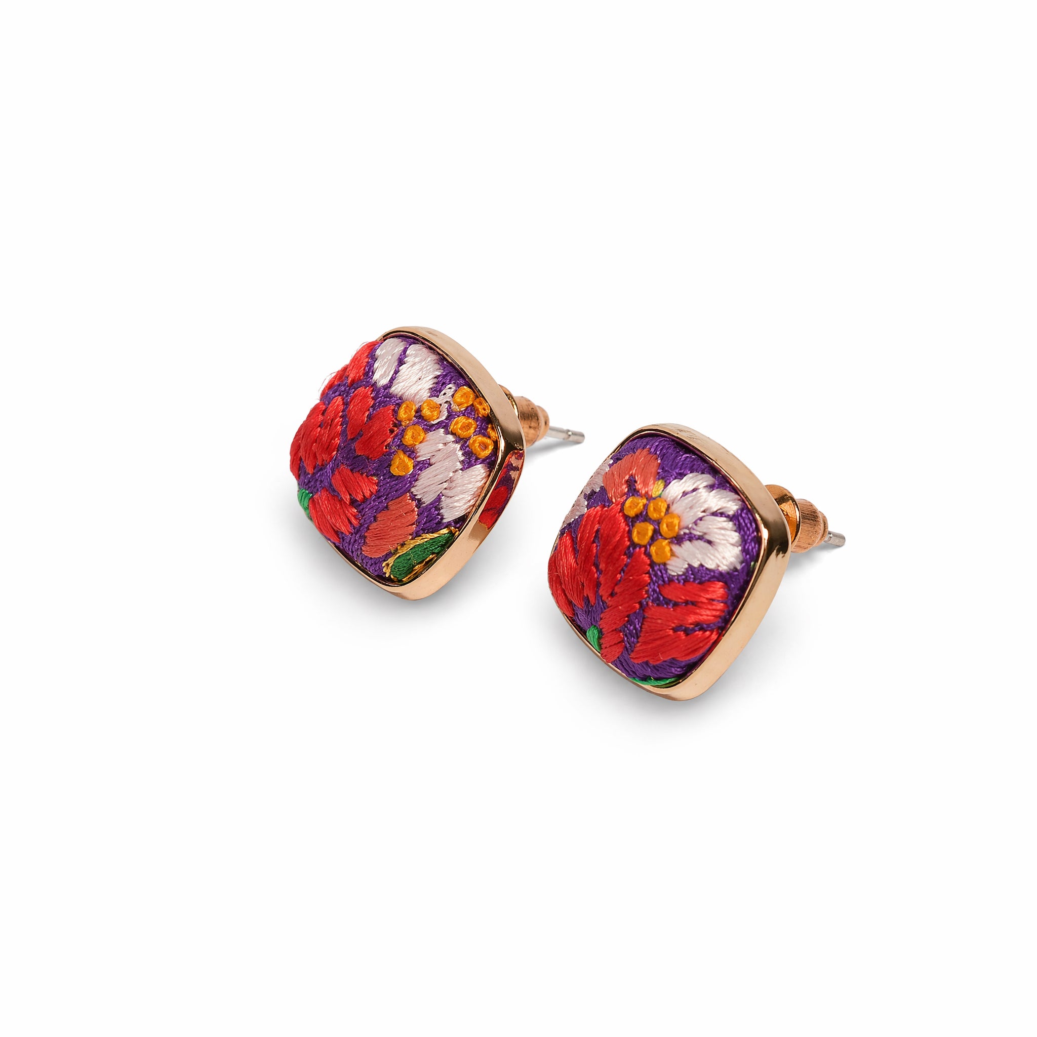 Apsastitch Xiang Embroidery Stud Earrings Series – 24-Hour Handcrafted Intangible Cultural Heritage Earrings, Mulberry Silk Thread with Blended & Knotted Stitch, Unique Chinese Elegant Jewelry Gift