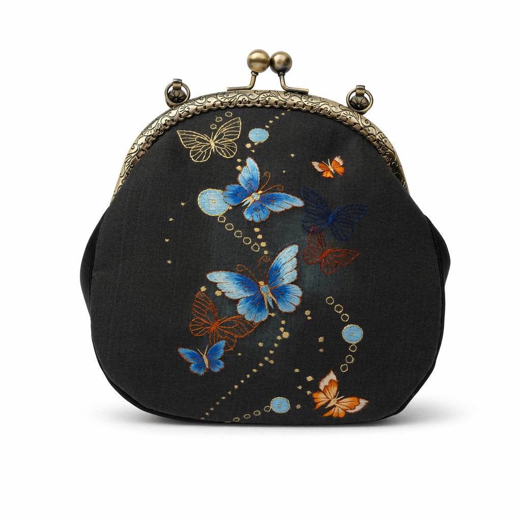 Apsastitch Xiang Embroidery Butterfly Tote Bag – 24-Hour Handcrafted Silk Art Bag with Bronze Hardware, Unique Chinese Heritage Fashion Accessory Gift