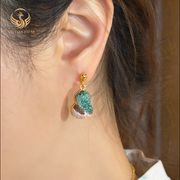 24KGold Plated Handmade Intangible Heritage Dangle Earrings Women Light Luxury Premium Gift