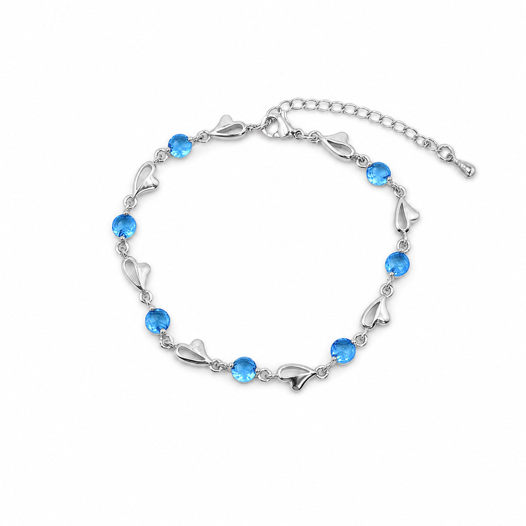 Apsastitch Heart Charm Bracelet Series – Crystal Heart Pendant Bracelet with Adjustable Chain, White/Blue/Pink Crystal Options, Sweet Minimalist Everyday Jewelry Gift
