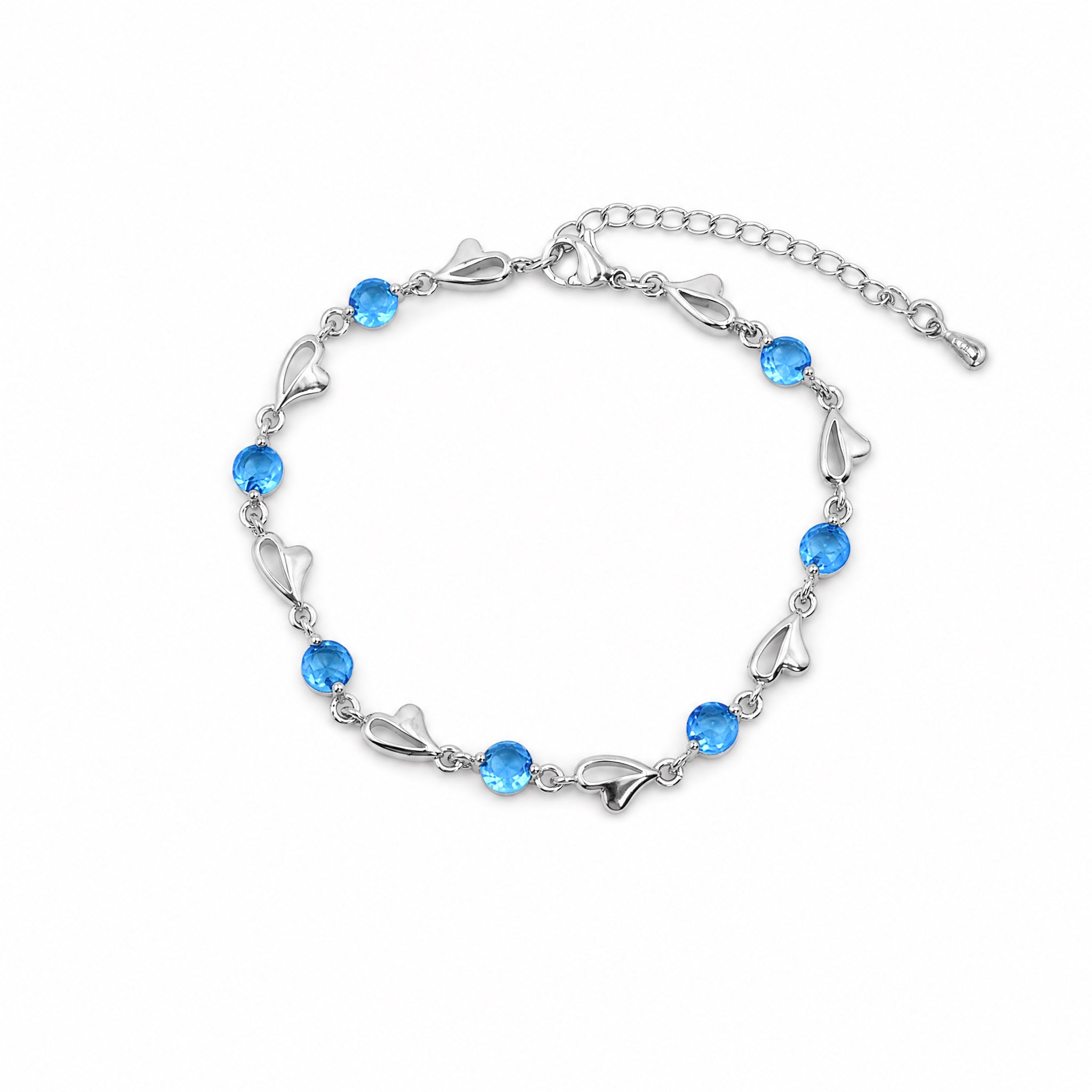 Apsastitch Heart Charm Bracelet Series – Crystal Heart Pendant Bracelet with Adjustable Chain, White/Blue/Pink Crystal Options, Sweet Minimalist Everyday Jewelry Gift