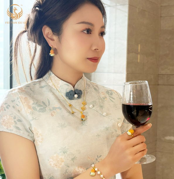 FEI TIAN XIU SE 24K Gold Plated Necklace | Silver Pendant Women | Luxury Birthday Gift