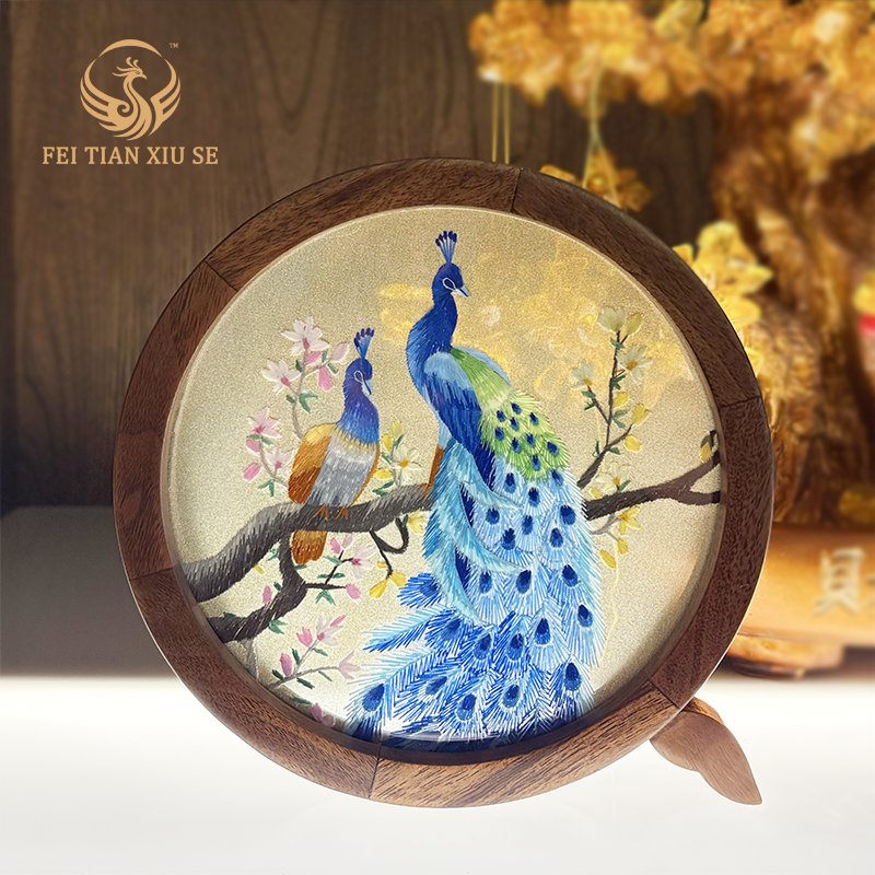 Su Embroidery Mini Ornament New Chinese Double-sided Handmade Desktop Display Unique Souvenir Gift