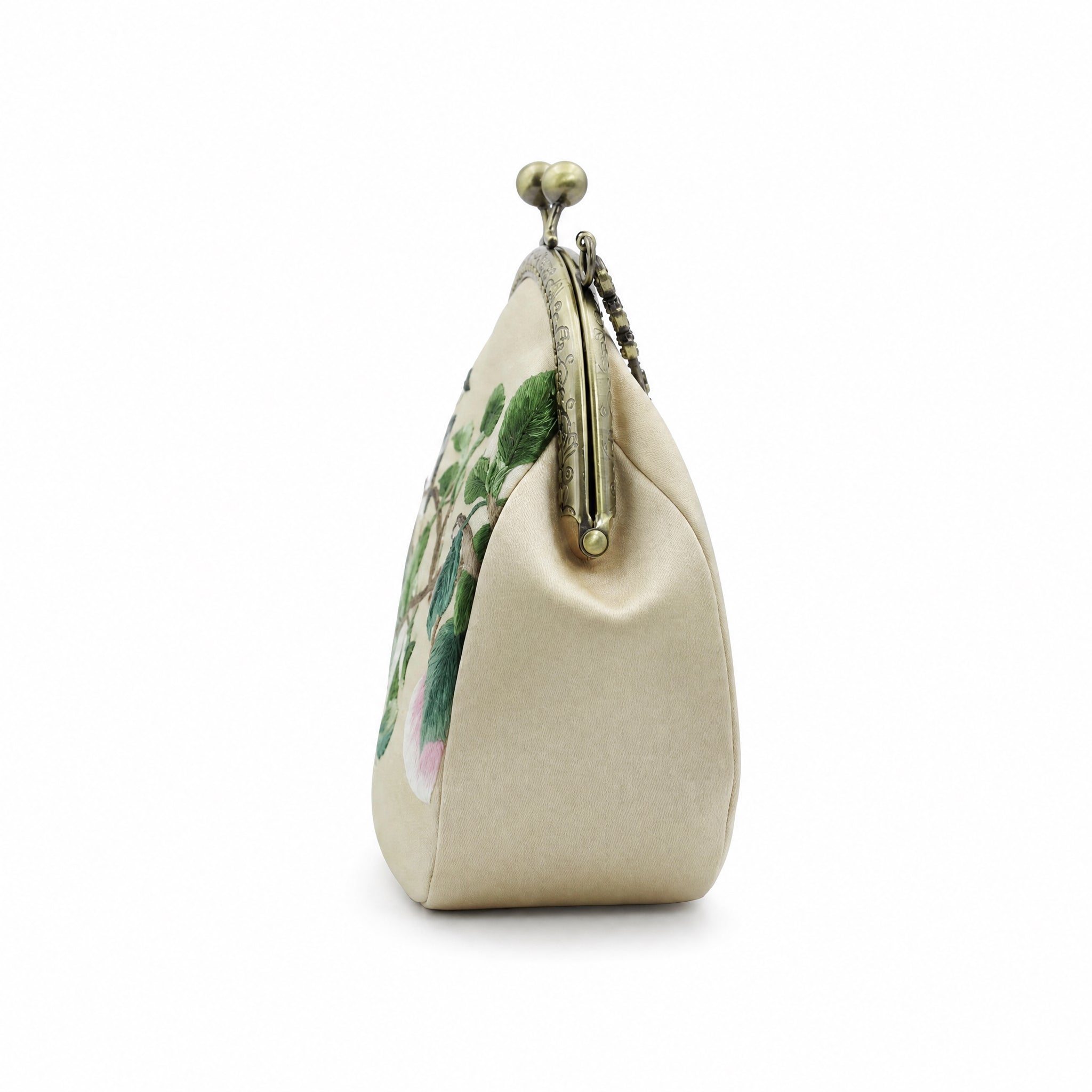Apsastitch Su Embroidery "Ripe Fruit & Visiting Bird" Tote Bag – 216-Hour Handcrafted Silk Art Bag with Bronze Hardware, Unique Chinese Heritage Fashion Accessory Gift