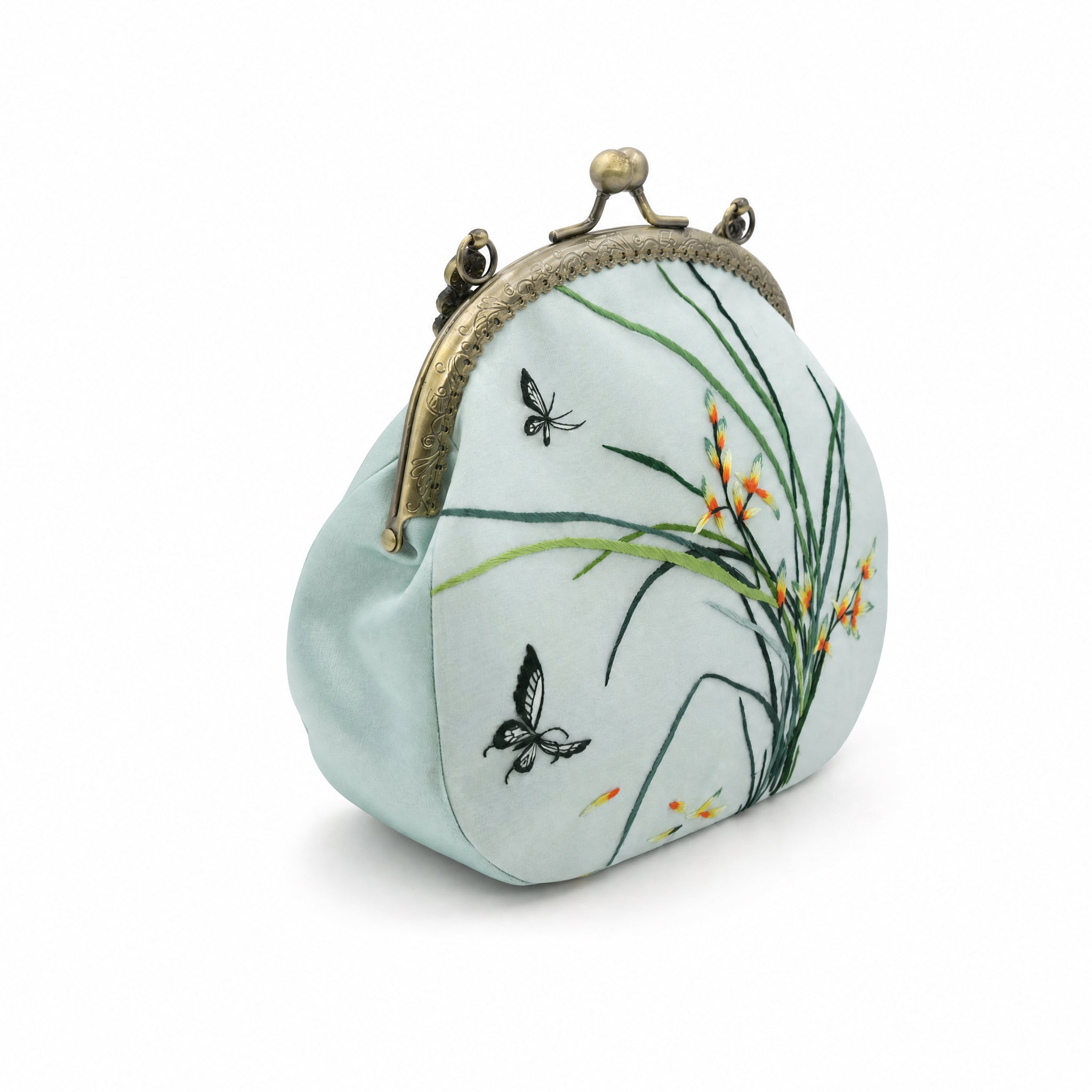 Apsastitch Su Embroidery "Orchid" Tote Bag – 216-Hour Handcrafted Silk Art Bag with Bronze Hardware, Unique Chinese Heritage Fashion Accessory Gift