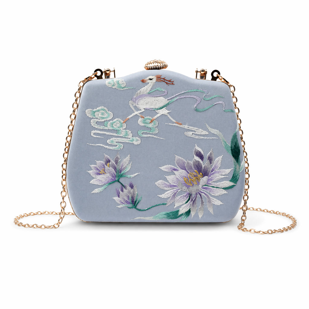 Apsastitch Su Embroidery "Deer & Lotus" Crossbody Tote Bag – 18-Hour Handcrafted Silk Art Bag with Alloy Hardware, Unique Chinese Heritage Fashion Accessory Gift