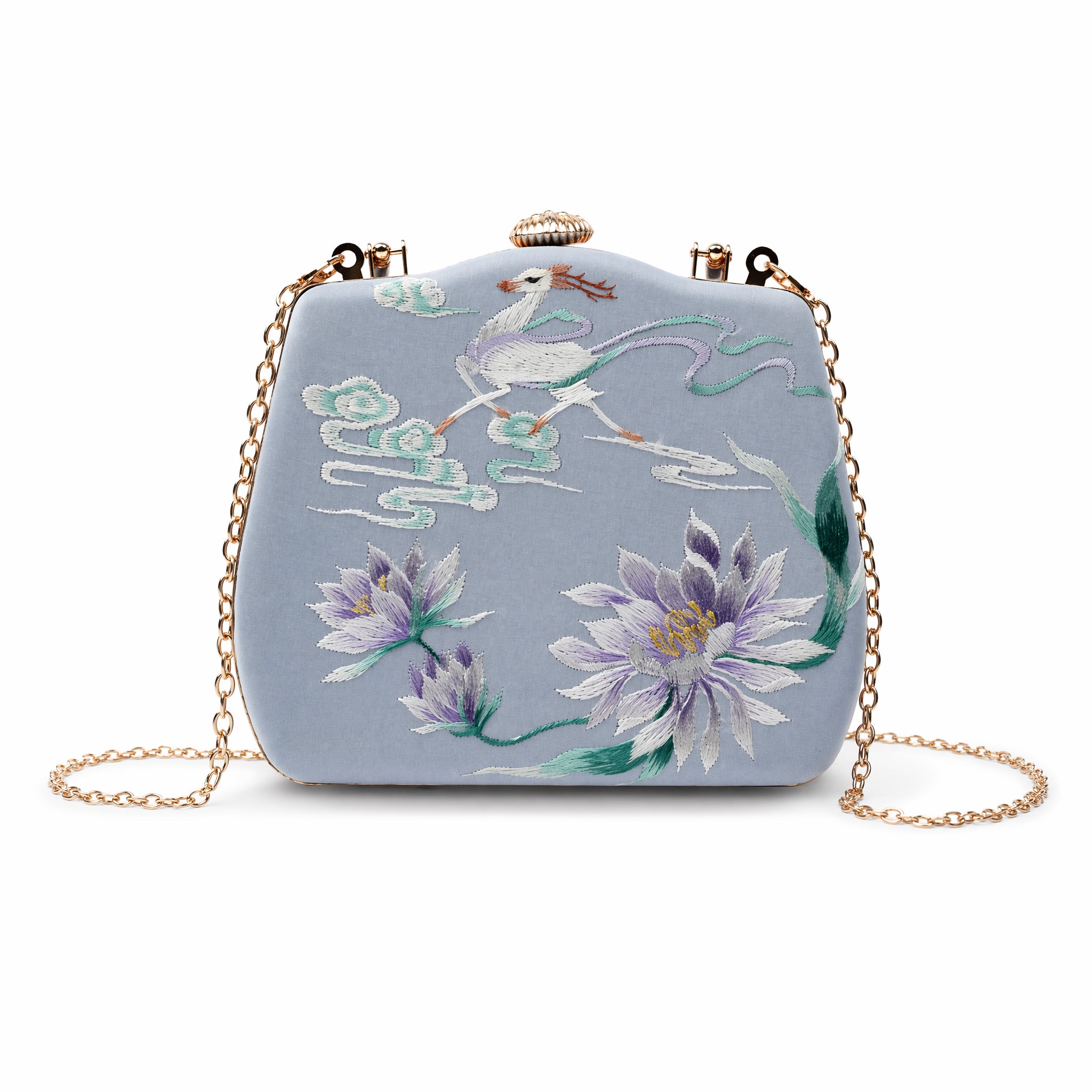 Apsastitch Su Embroidery "Deer & Lotus" Crossbody Tote Bag – 18-Hour Handcrafted Silk Art Bag with Alloy Hardware, Unique Chinese Heritage Fashion Accessory Gift