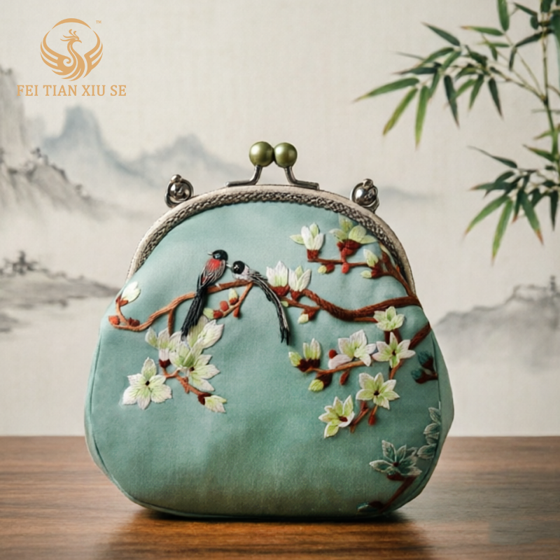 feitianxiuseSoochow Embroidery Luxury Tote & Crossbody Bag - Elegant Chinese Style Handbag for Women