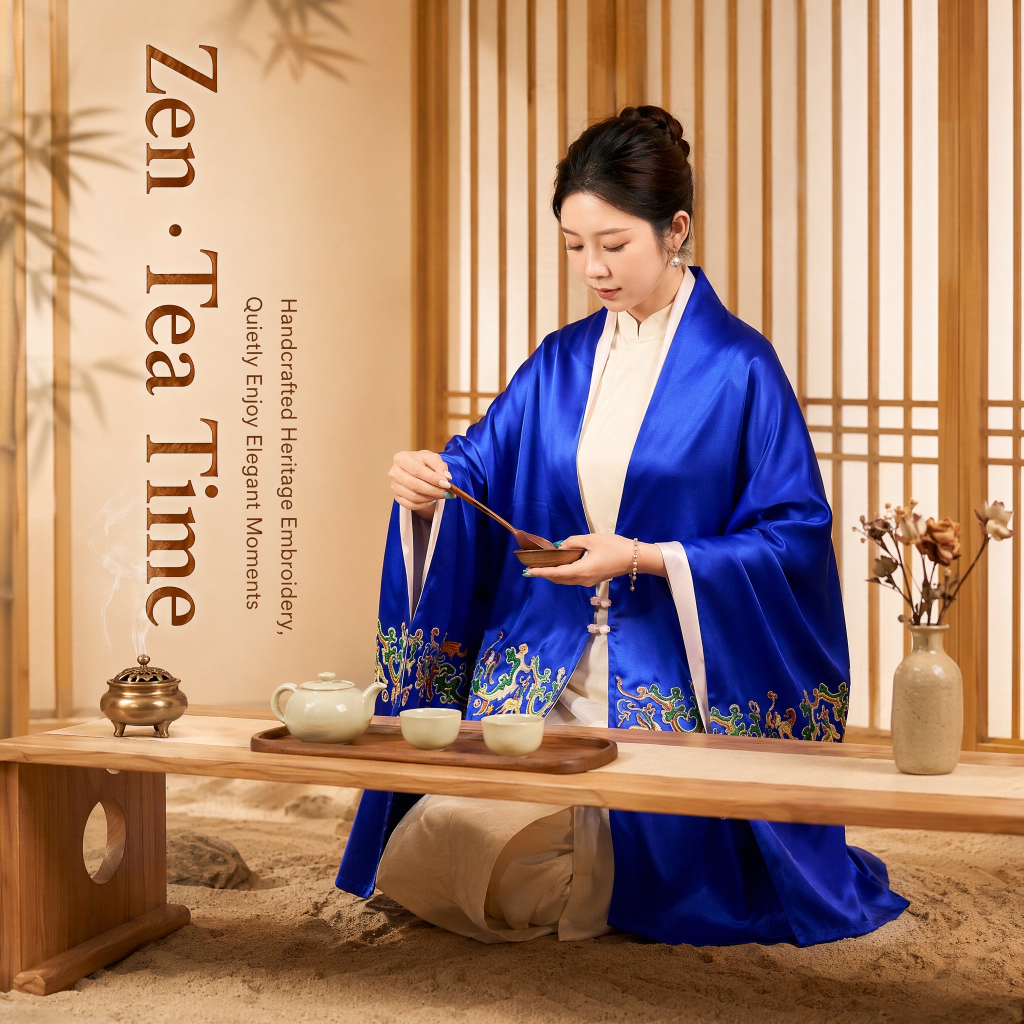 Apsastitch "Five Stars Rise in the East" Silk Scarf Wrap – 120-Hour Handcrafted Xiang Embroidery Silk Wrap, 16 Momme 100% Mulberry Silk, Han Dynasty Brocade Inspiration, Unique Chinese Heritage Wearable Art Gift