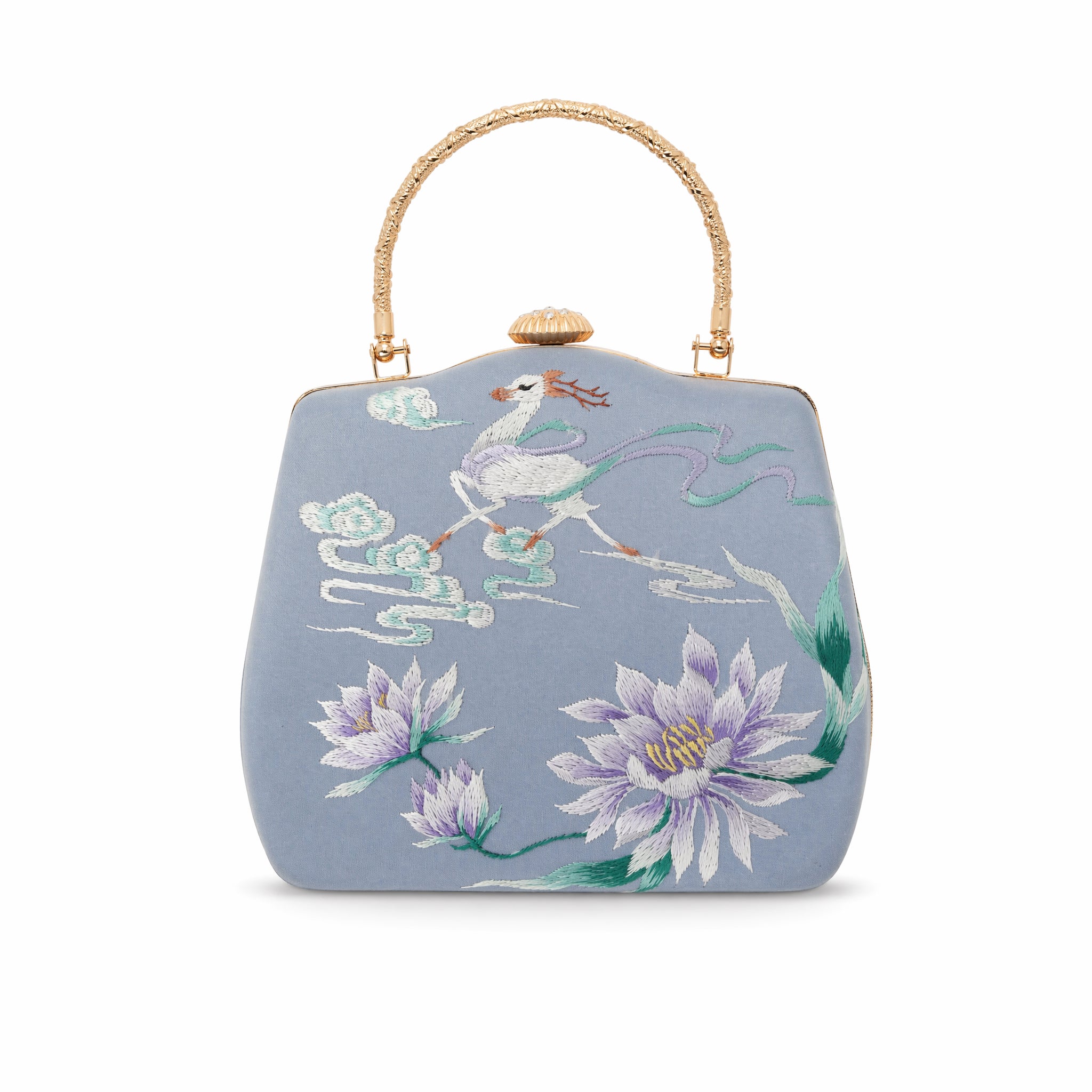 Apsastitch Su Embroidery "Deer & Lotus" Crossbody Tote Bag – 18-Hour Handcrafted Silk Art Bag with Alloy Hardware, Unique Chinese Heritage Fashion Accessory Gift