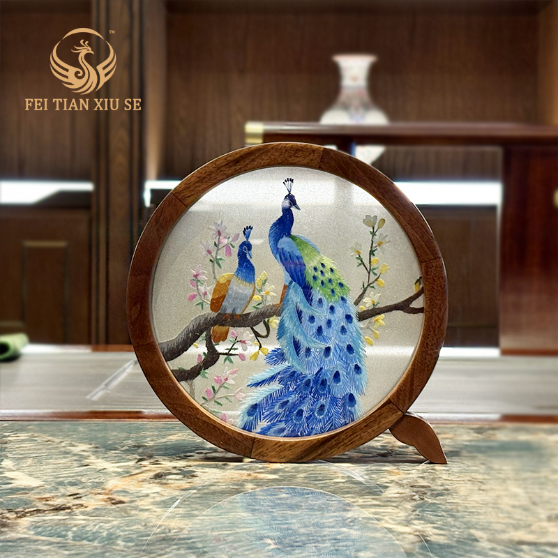 Su Embroidery Mini Ornament New Chinese Double-sided Handmade Desktop Display Unique Souvenir Gift