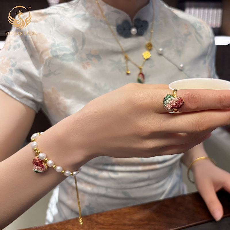 FEI TIAN XIU SE24K Thick Gold Plated Charm Bracelet Women Gelang Light Luxury Birthday Gift