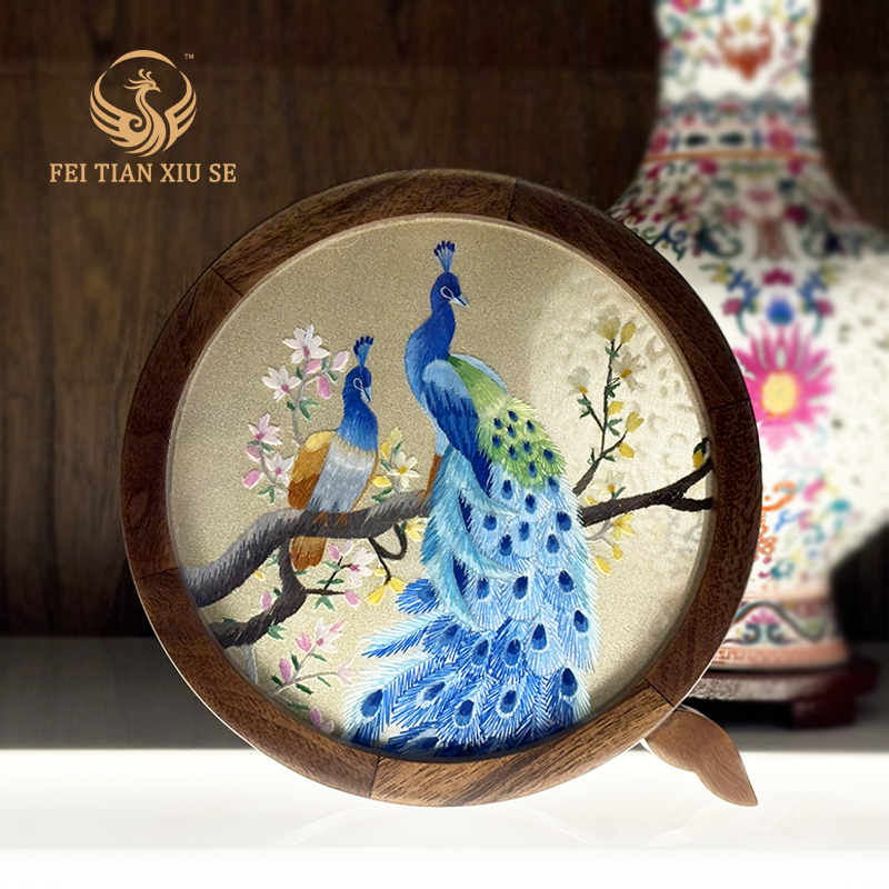 Su Embroidery Mini Ornament New Chinese Double-sided Handmade Desktop Display Unique Souvenir Gift