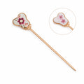 Apsastitch Xiang Embroidery Double-Sided Hairpins Series – 12-Hour Handcrafted Intangible Cultural Heritage Hair Accessories, Mulberry Silk Thread, Peach Blossom/Peach Heart/Pink Rabbit/Strawberry Designs, Unique Chinese Floral Jewelry Gift