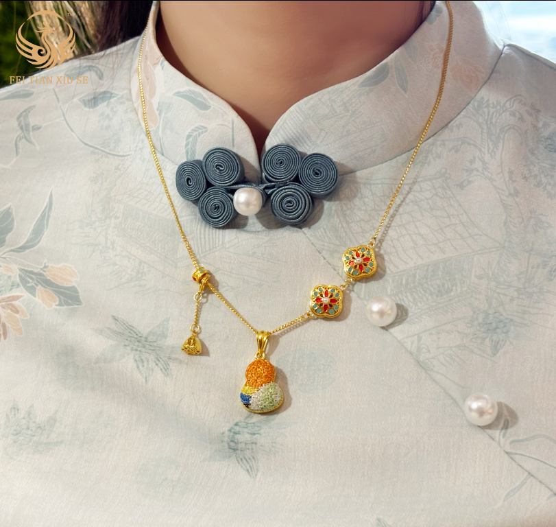 FEI TIAN XIU SE 24K Gold Plated Necklace | Silver Pendant Women | Luxury Birthday Gift