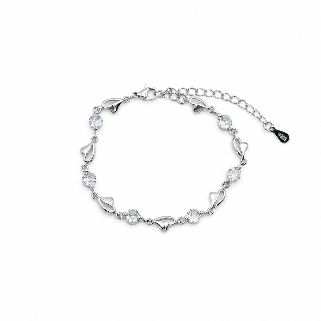 Apsastitch Heart Charm Bracelet Series – Crystal Heart Pendant Bracelet with Adjustable Chain, White/Blue/Pink Crystal Options, Sweet Minimalist Everyday Jewelry Gift