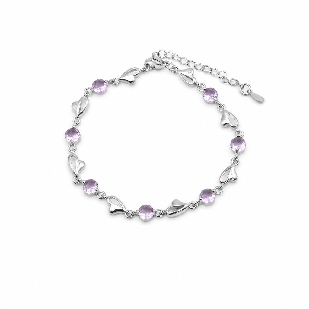 Apsastitch Heart Charm Bracelet Series – Crystal Heart Pendant Bracelet with Adjustable Chain, White/Blue/Pink Crystal Options, Sweet Minimalist Everyday Jewelry Gift
