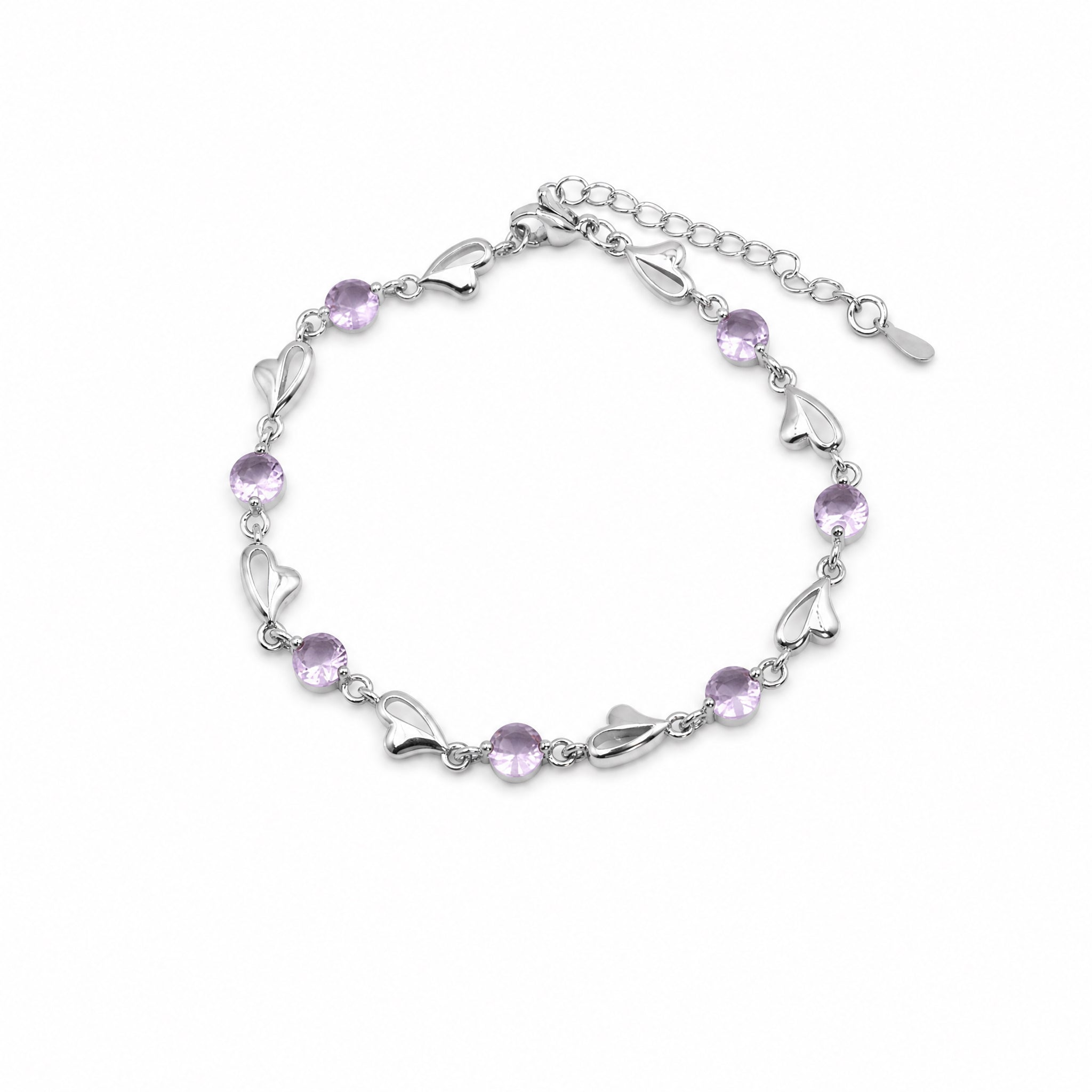 Apsastitch Heart Charm Bracelet Series – Crystal Heart Pendant Bracelet with Adjustable Chain, White/Blue/Pink Crystal Options, Sweet Minimalist Everyday Jewelry Gift