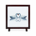 Apsastitch New Chinese Style Swan Embroidery Table Screen – 50-Hour Handcrafted Xiang Embroidery Art Collectible, 20×20cm Silk Satin with Rosewood Frame