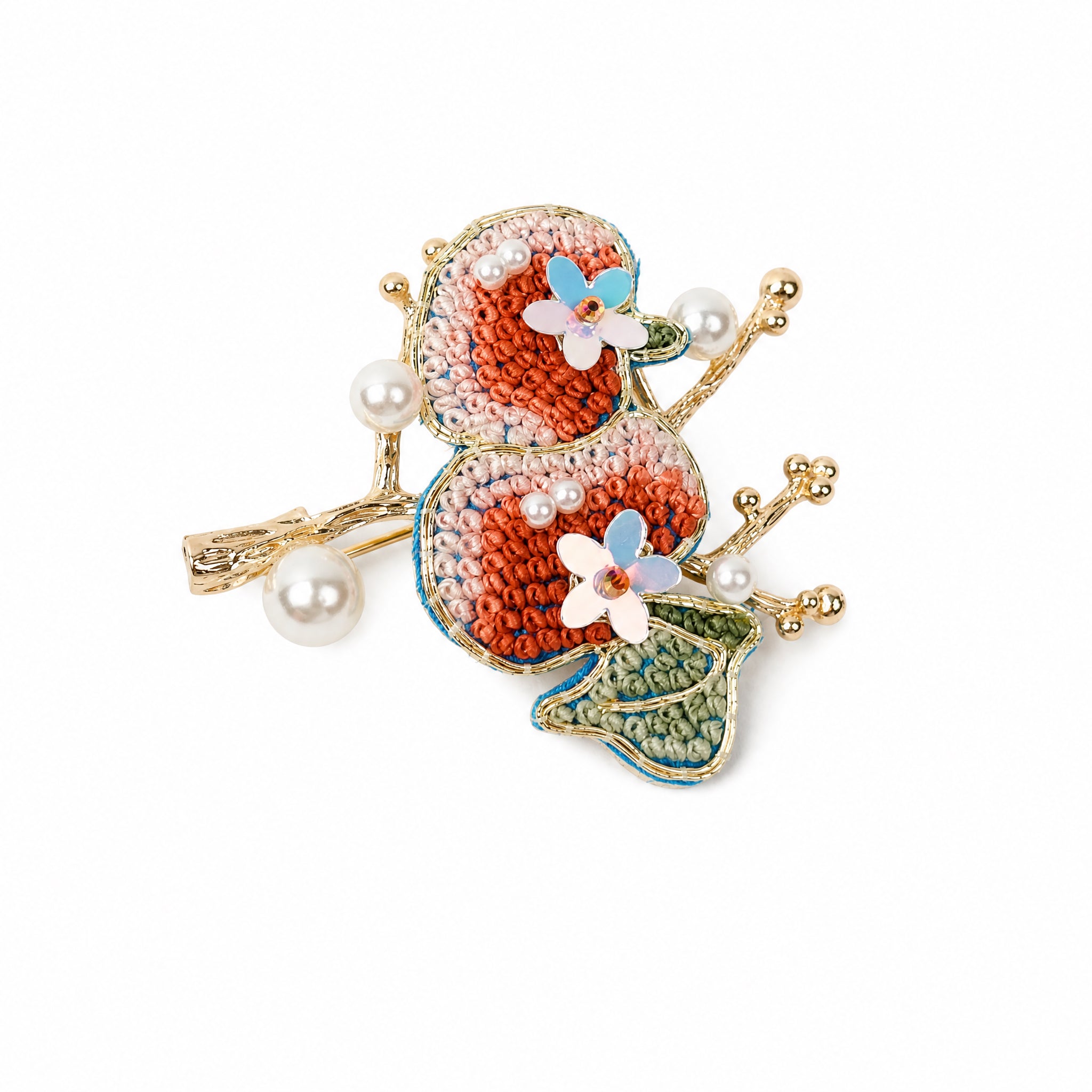 Apsastitch Xiang Embroidery "Shishi Ruyi" Persimmon Brooch – 24-Hour Handcrafted Silk Brooch with Alloy Pin, Symbol of "All Things Going Well", Unique Chinese Heritage Fashion Accessory Gift