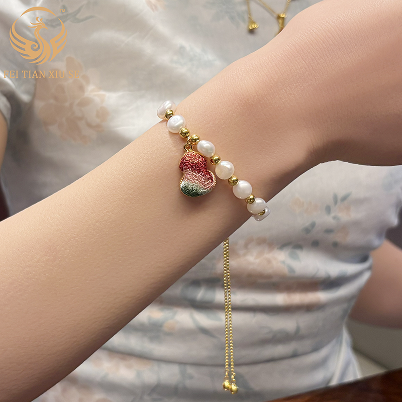 FEI TIAN XIU SE24K Thick Gold Plated Charm Bracelet Women Gelang Light Luxury Birthday Gift