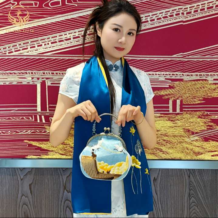 feitianxiuseSoochow Embroidery Luxury Tote & Crossbody Bag - Elegant Chinese Style Handbag for Women