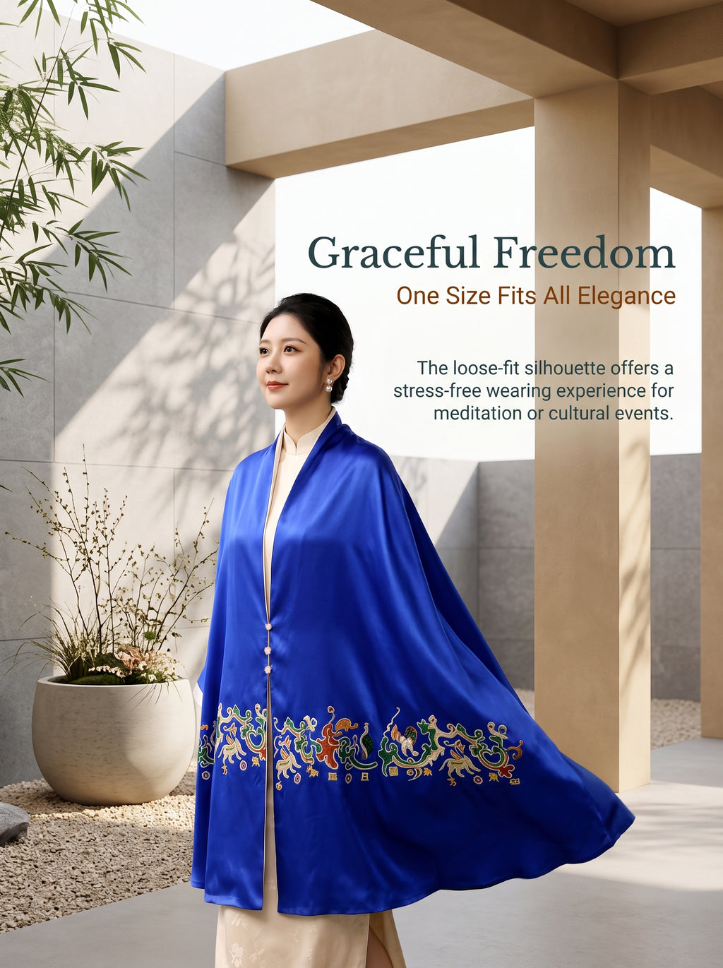 Apsastitch Five Stars of the East Silk Scarf – Hand-Embroidered Heritage Wrap | 100% Mulberry Silk | Auspicious Han Dynasty Motif Limited Edition