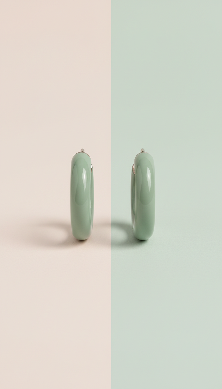 Soft Sage Enamel Hoop Earrings