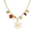Apsastitch Star of David Pendant with Multi-Flower Copper-Plated Necklace – Copper-Plated Chain with Floral Pendant, Mystical Star Fashion Jewelry Gift