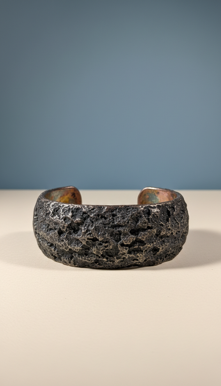 Organic Textured Graphite Cuff Bracelet