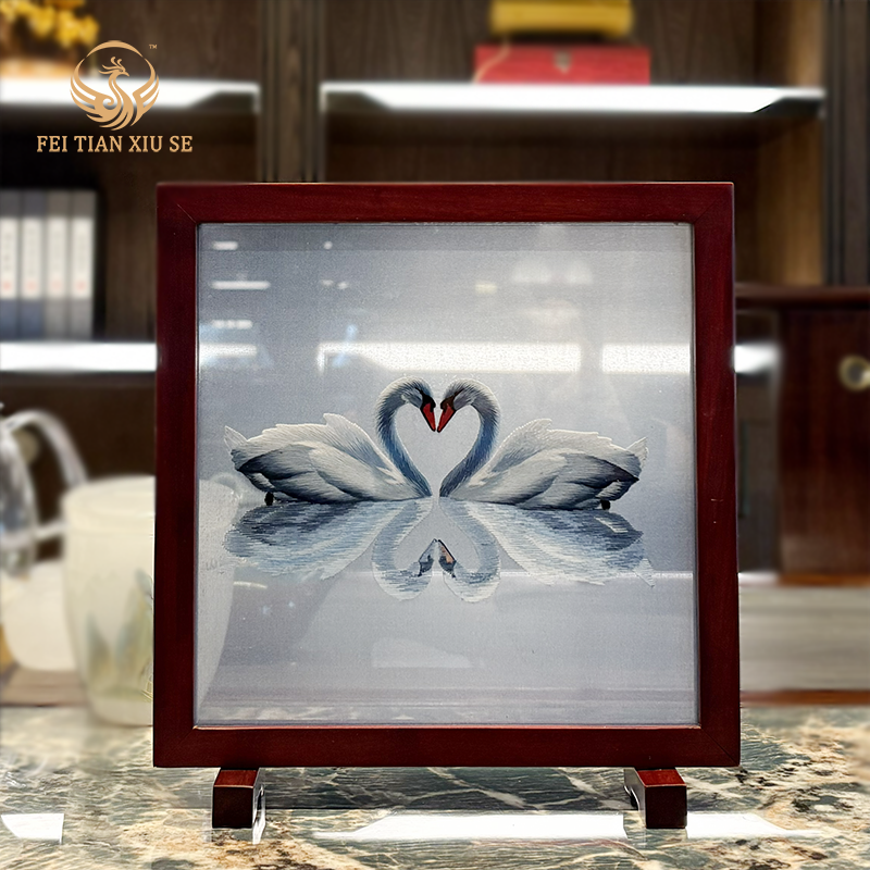 FEI TIAN XIU SEHandmade Double-Sided Embroidery Table Ornament Home Desktop Decoration Souvenir Gift