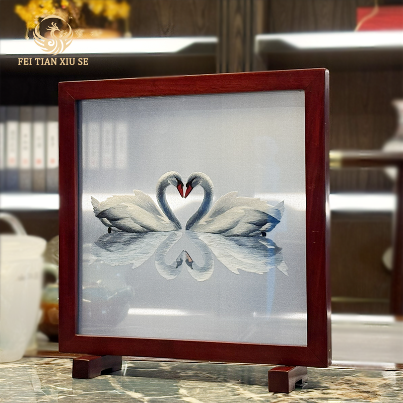 FEI TIAN XIU SEHandmade Double-Sided Embroidery Table Ornament Home Desktop Decoration Souvenir Gift