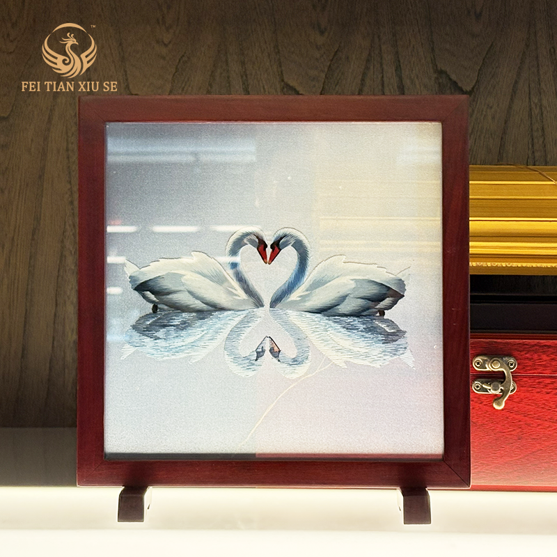 FEI TIAN XIU SEHandmade Double-Sided Embroidery Table Ornament Home Desktop Decoration Souvenir Gift