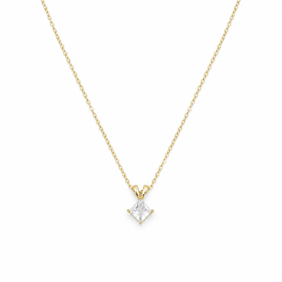Apsastitch Gold Necklace Series – Minimalist Pendant Necklaces with Chain, Heart / Square Diamond / Girl / Oval Diamond / Ginkgo Leaf Designs, Unique Everyday Fashion Jewelry Gift