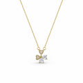 Apsastitch Gold Necklace Series – Minimalist Pendant Necklaces with Chain, Heart / Square Diamond / Girl / Oval Diamond / Ginkgo Leaf Designs, Unique Everyday Fashion Jewelry Gift