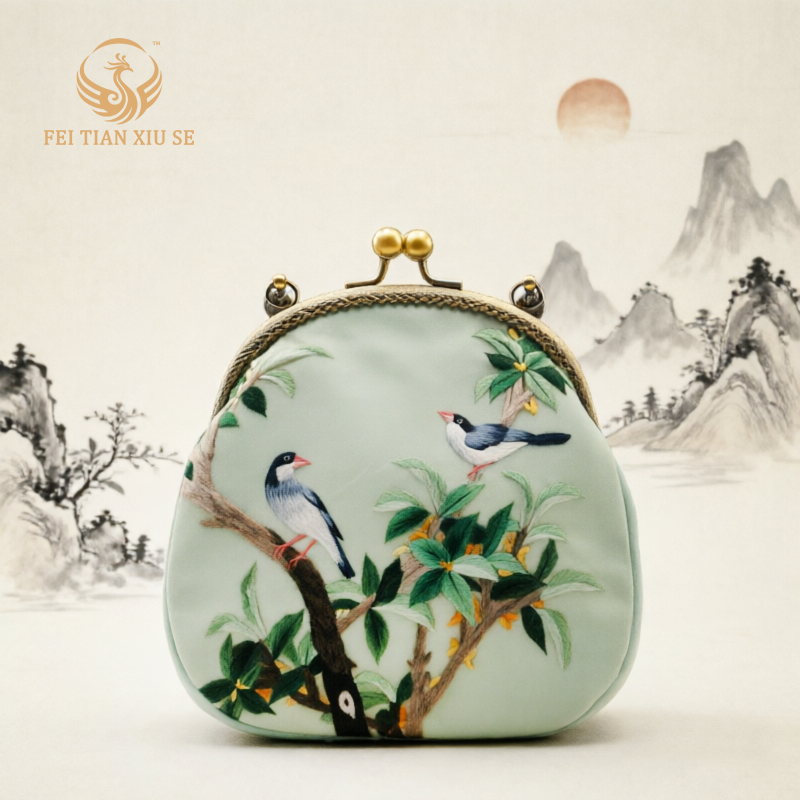 feitianxiuseSoochow Embroidery Luxury Tote & Crossbody Bag - Elegant Chinese Style Handbag for Women