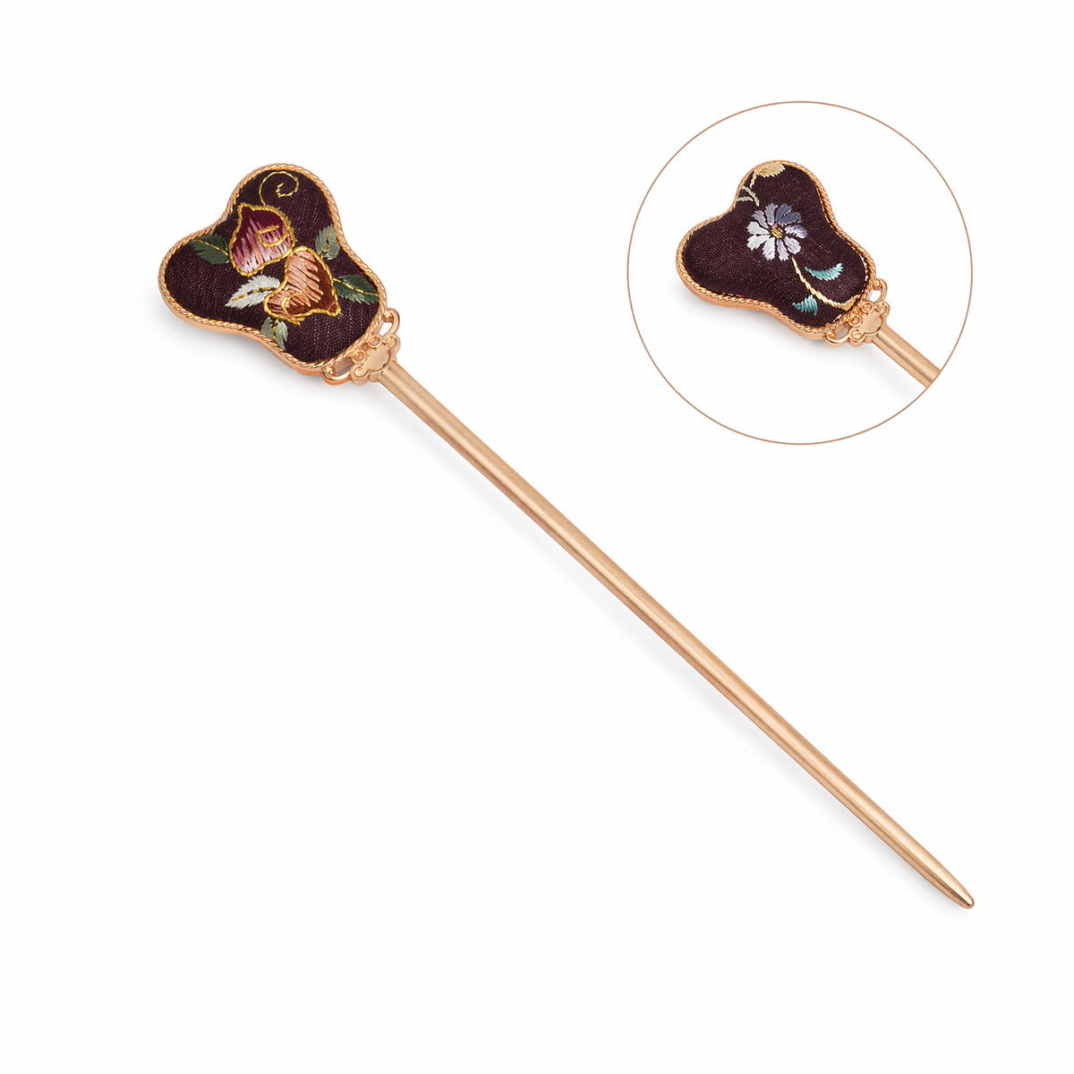 Apsastitch Xiang Embroidery Double-Sided Hairpins Series – 12-Hour Handcrafted Intangible Cultural Heritage Hair Accessories, Mulberry Silk Thread, Peach Blossom/Peach Heart/Pink Rabbit/Strawberry Designs, Unique Chinese Floral Jewelry Gift