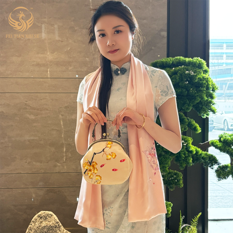 feitianxiuseSoochow Embroidery Luxury Tote & Crossbody Bag - Elegant Chinese Style Handbag for Women