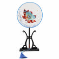 Apsastitch Xiang Embroidery Round Fan Series – Handcrafted Silk Fans with Rosewood Handle, Lotus & Starry Rose Designs, Unique Chinese Heritage Home Decor Gift