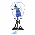 Apsastitch Su Embroidery Hand-Wrapped Silk Fan "Peacock" – 192-Hour Handcrafted Suzhou Embroidery Art Fan, 100% Mulberry Silk with Ebony Handle, Unique Chinese Heritage Home Decor Gift