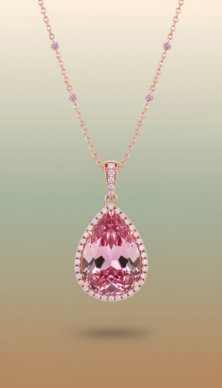Bloom Pink Gemstone Pendant Necklace