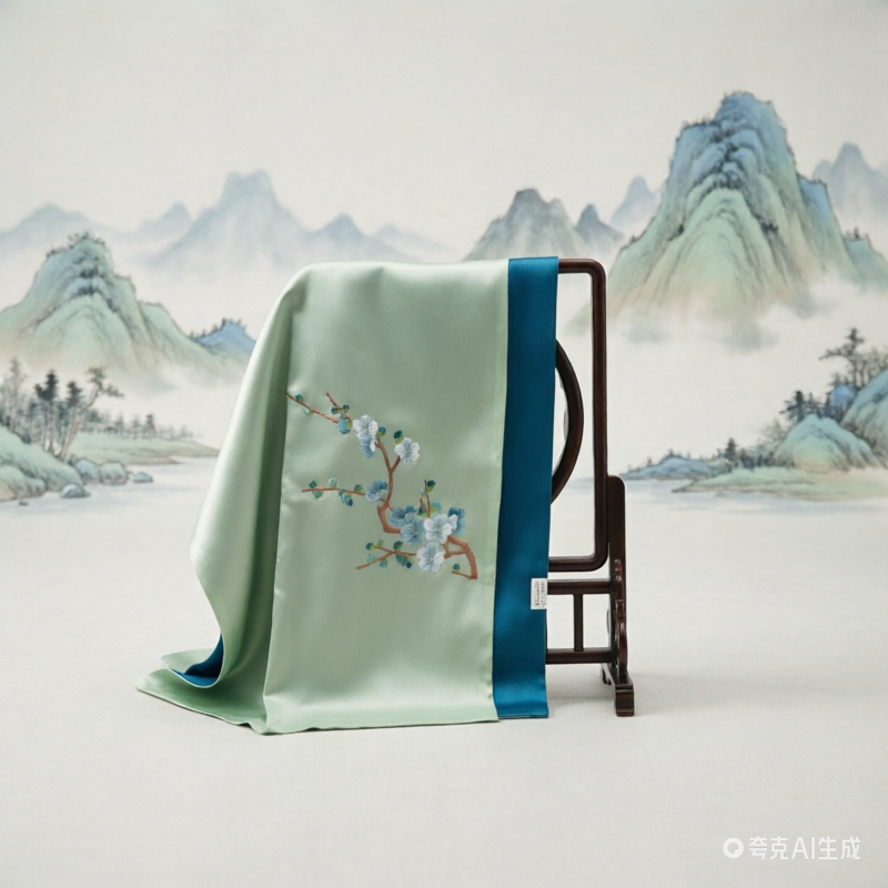 Luxury Handmade Embroidered Silk Scarf Women 100% Real Mulberry Silk Shawl Wrap High-End Gift