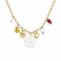 Apsastitch Shell Pendant with Multi-Flower Copper-Plated Necklace – Copper-Plated Chain with Floral Pendant, Ocean-Inspired Fashion Jewelry Gift