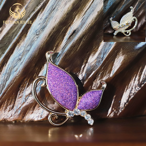 FEI TIAN XIU SE Handmade embroidered brooch,Chinese Heritage Art for