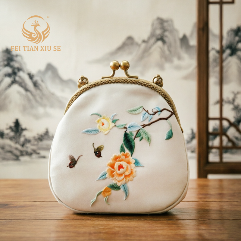 feitianxiuseSoochow Embroidery Luxury Tote & Crossbody Bag - Elegant Chinese Style Handbag for Women