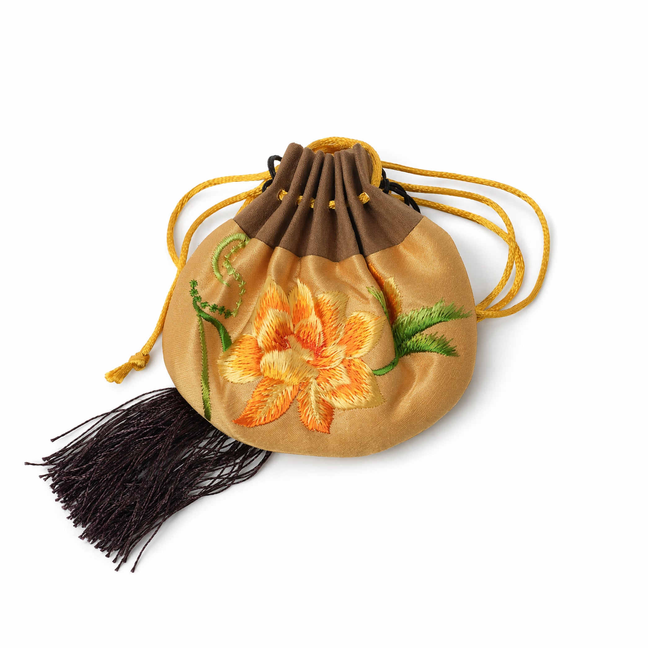 Apsastitch Su Embroidery "Golden Orchid" Sachet – 24-Handcrafted Silk Sachet with Tassel, Purple/Blue/Yellow Colors, Symbol of Prosperity & Honor, Unique Chinese Heritage Gift