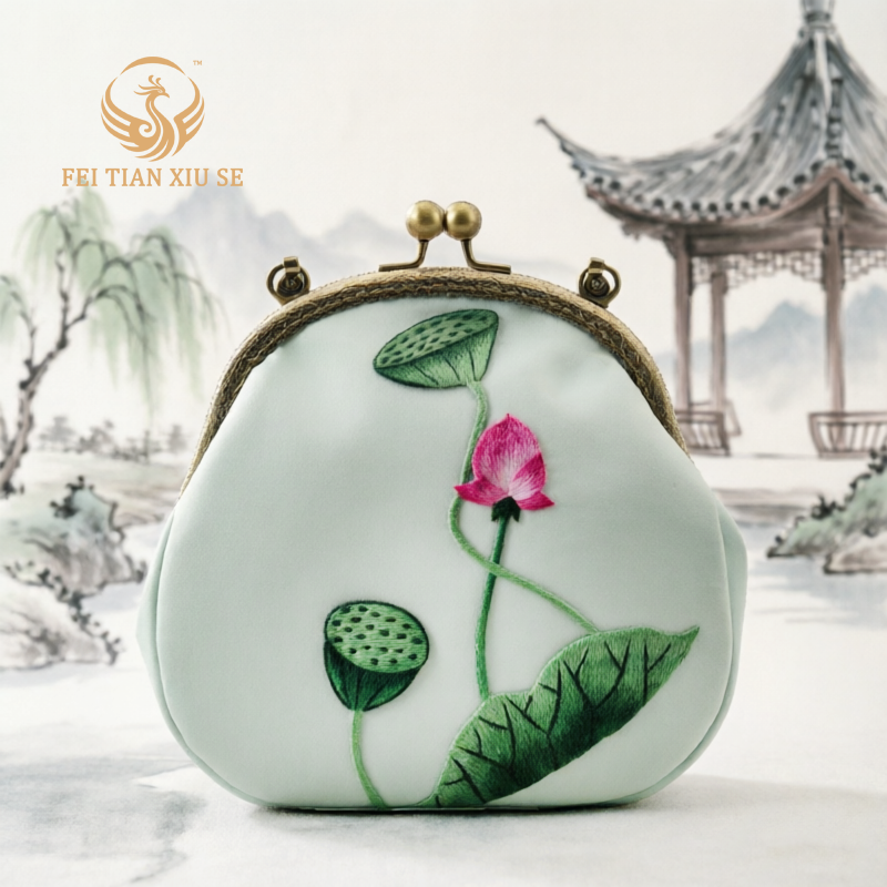feitianxiuseSoochow Embroidery Luxury Tote & Crossbody Bag - Elegant Chinese Style Handbag for Women