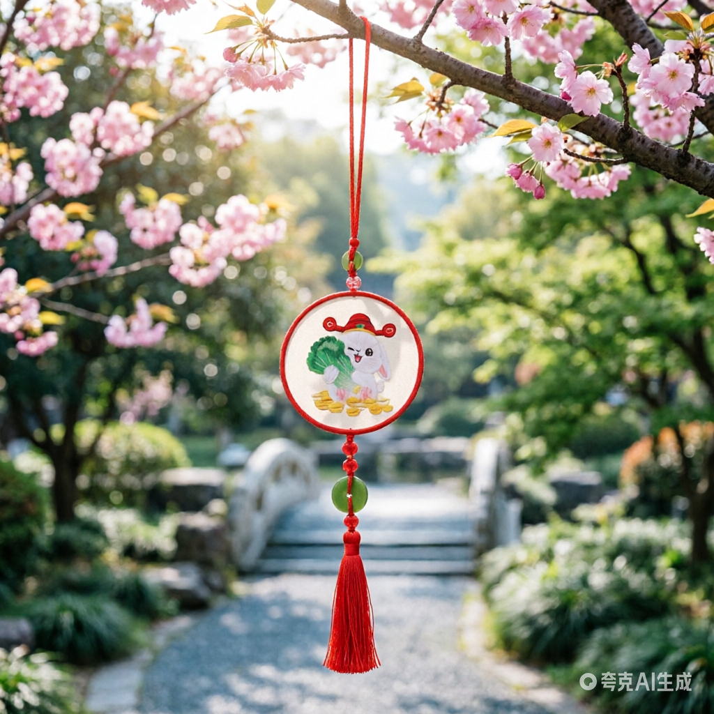 Intangible Cultural Heritage Double-Sided Embroidery Car Pendant - Premium Handmade Vehicle Charm, Elegant Car Interior Decoration &