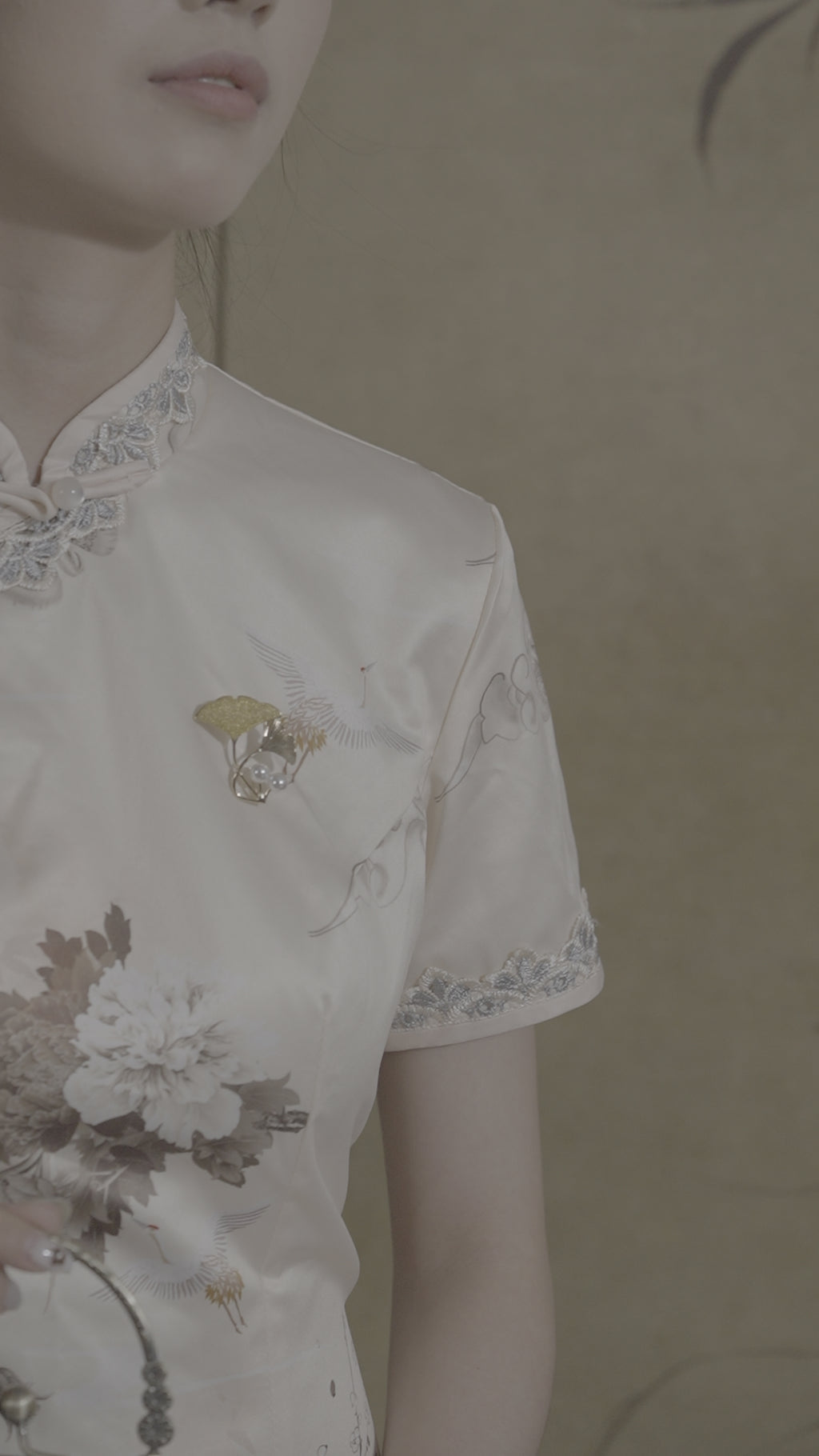 FEI TIAN XIU SE Handmade embroidered brooch,Chinese Heritage Art for