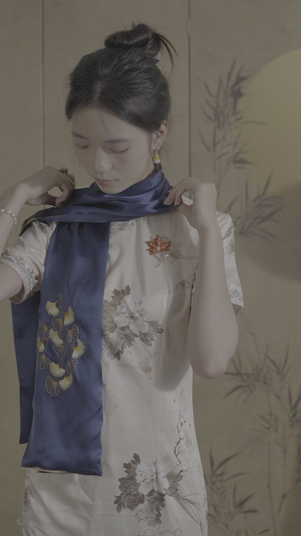 Luxury Handmade Embroidered Silk Scarf Women 100% Real Mulberry Silk Shawl Wrap High-End Gift